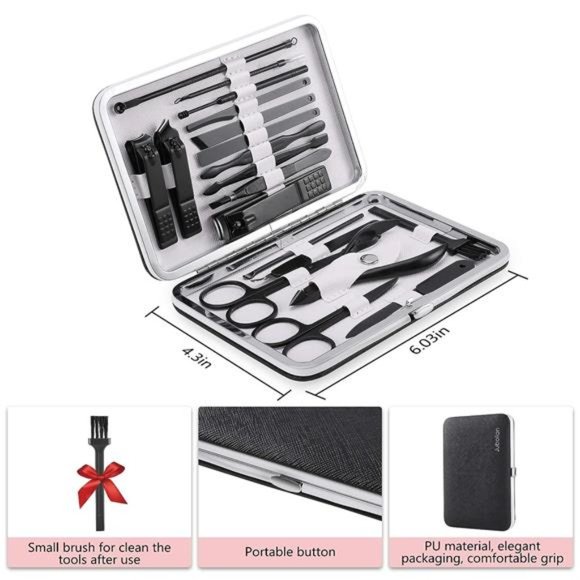 Manicure Set 19pcs Stainless Steel Professional Nail Clippers Pedicure Set - Picture 5 of 7